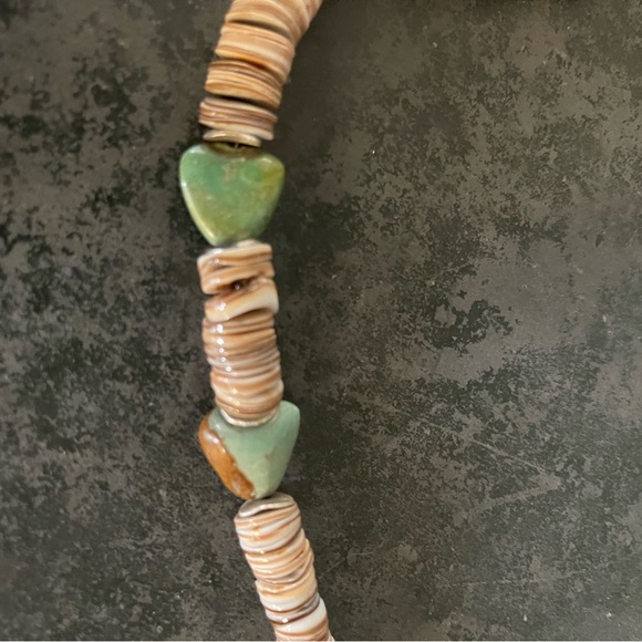 Hand Crafted One of a Kind Handmade Turquoise, Shell and Sterling Silver Choker - Picture 4 of 5